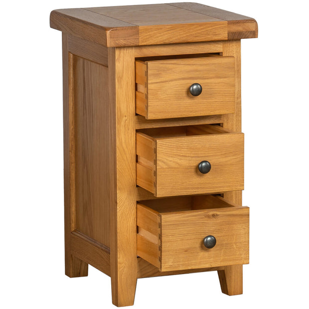 Somerset Oak Compact 3 Drawer Bedside