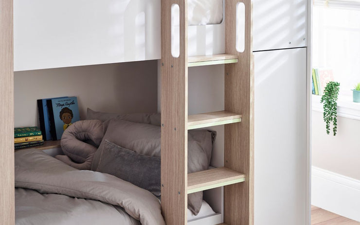 Horizon Bunk Bed - Pale Wood And White