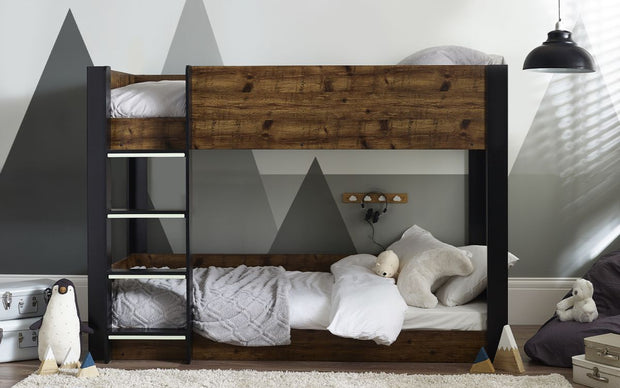 Solomon Bunk Bed - Rustic And Black