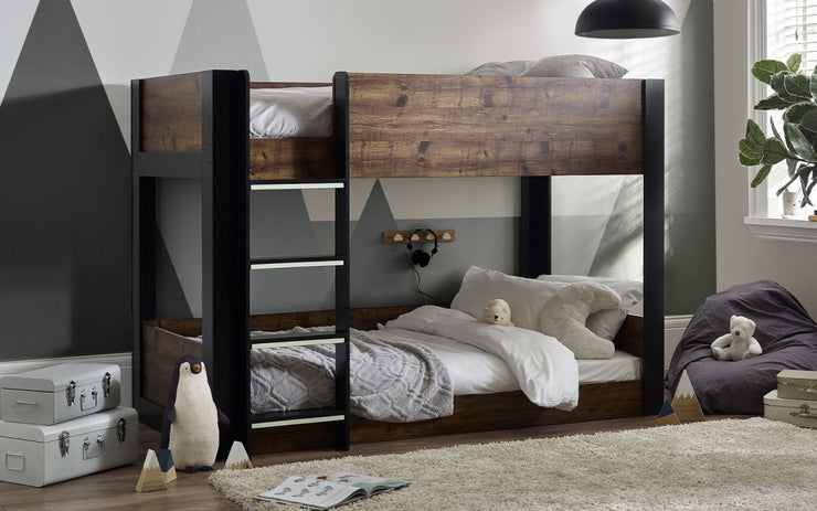 Solomon Bunk Bed - Rustic And Black